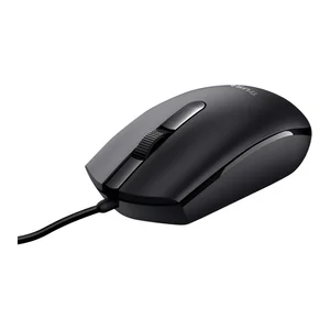 Rato com fio Trust TM-101 preto com o cabo USB-A, vista em perspetiva