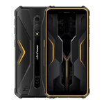 Smartphone robusto Ulefone Armor X12 Pro preto e laranja, frente e traseira