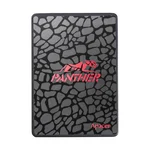 SSD Apacer AS350 Panther visto de frente, com a tampa preta e o logótipo Panther a vermelho