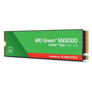 WD Green SN3000 em ângulo, a mostrar a placa M.2 2280 fina com etiqueta de um só lado