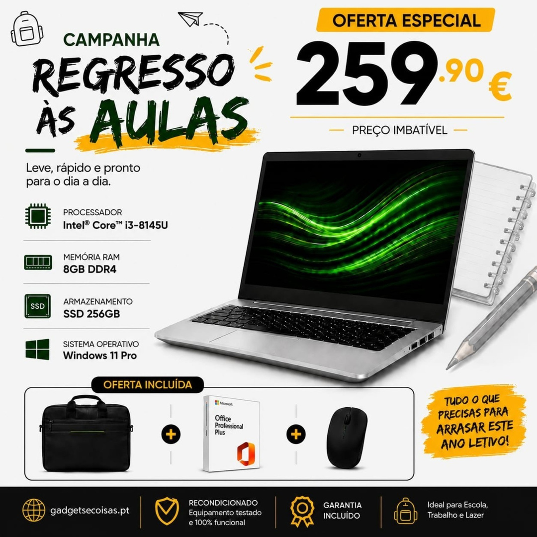 Super Kit - HP ProBook 430 G6 | Windows 11 Pro + Office + Mala + Rato